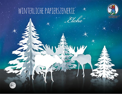 Winterliche Papierszenerie &quot;Elche&quot;